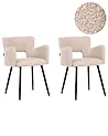 Set of 2 Dining Chairs SANILAC Boucle Beige