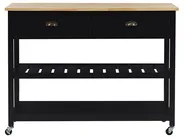 Kitchen Trolley NAVARINO Wood Black_774592