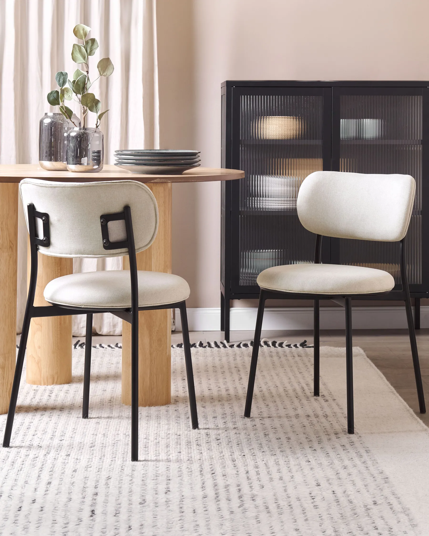 Set di 2 sedie da pranzo CASEY Tessuto Beige chiaro_884547
