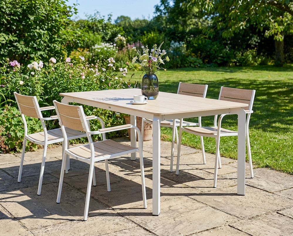 Garden Dining Table FELETTO 180 cm 90 cm Stone Travertine Effect