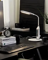 LED Desk Lamp CYGNUS with Dimmer Metal White_1184670