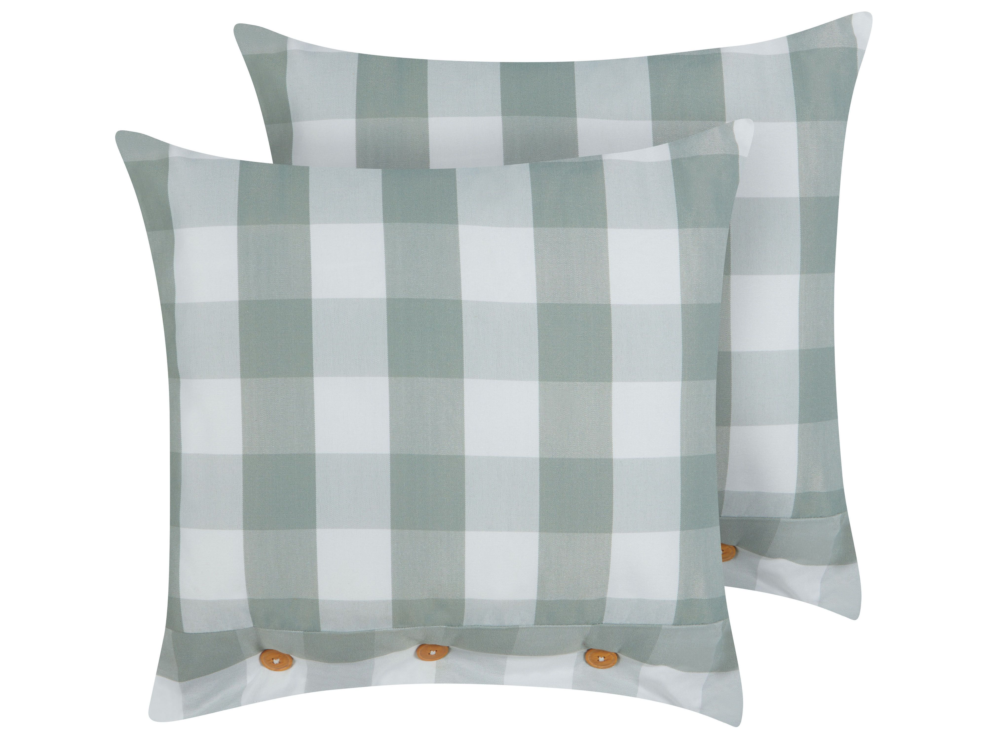 Set of 2 Decorative Cushions TAMNINE 45 x 45 cm Mint Green Checked_1183086