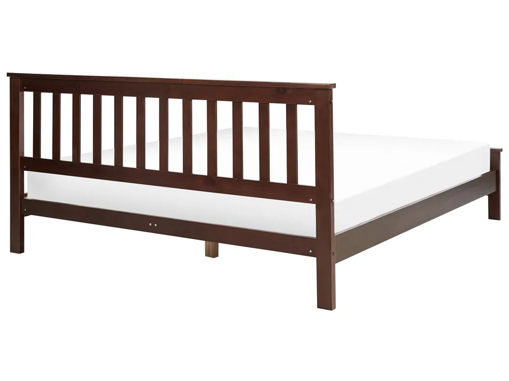 Bett mit Lattenrost Kiefernholz MAYENNE 160 x 200 cm Dunkelbraun_876586