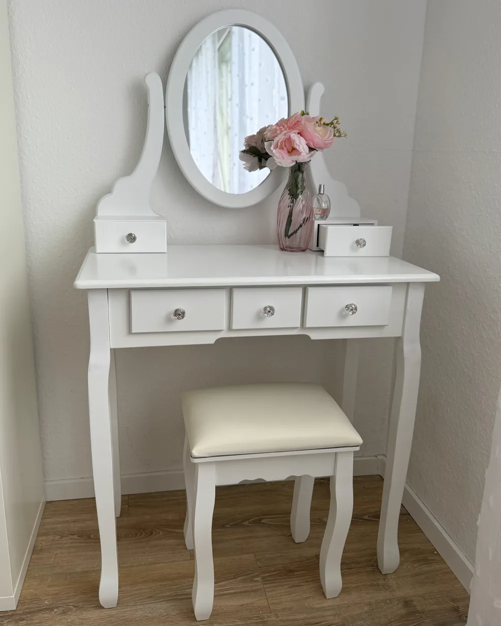 Dressing Table with Mirror and Stool GALAXIE White_1056953