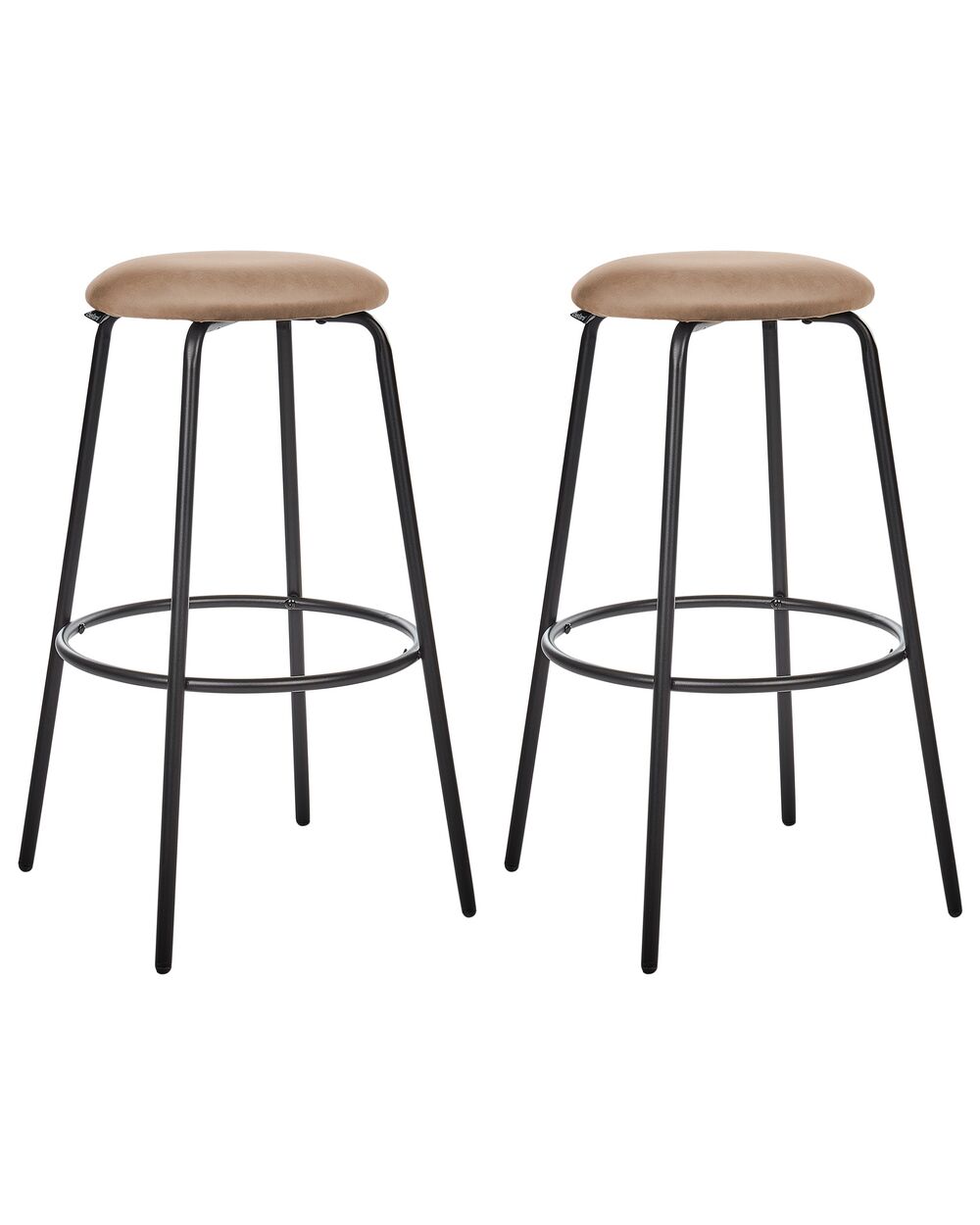 Set of 2 Bar Stools MORTON Velvet Light Brown