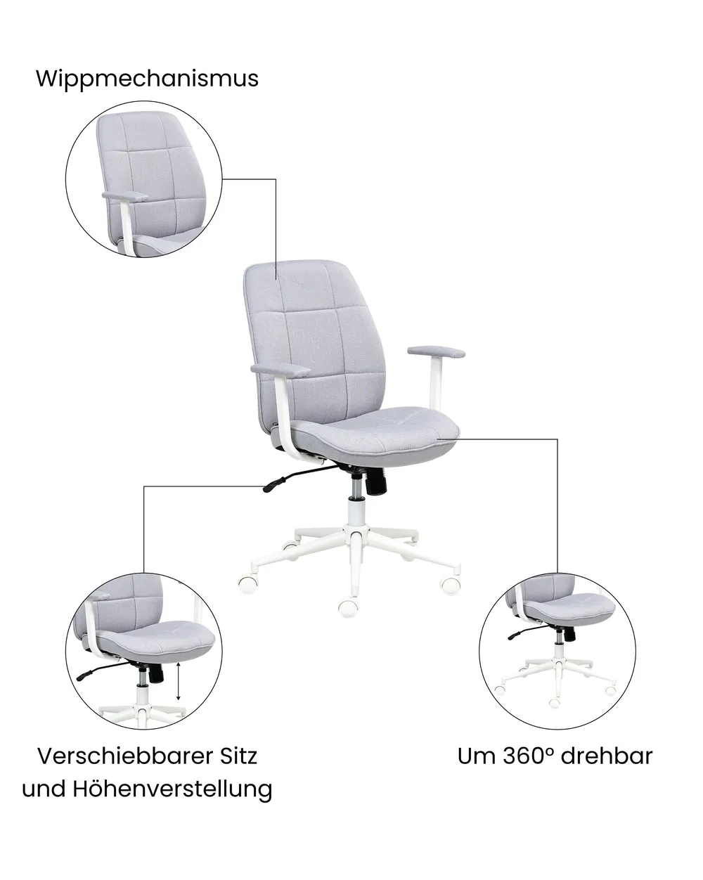 Bürostuhl CARLTON Stoff Grau_1059689