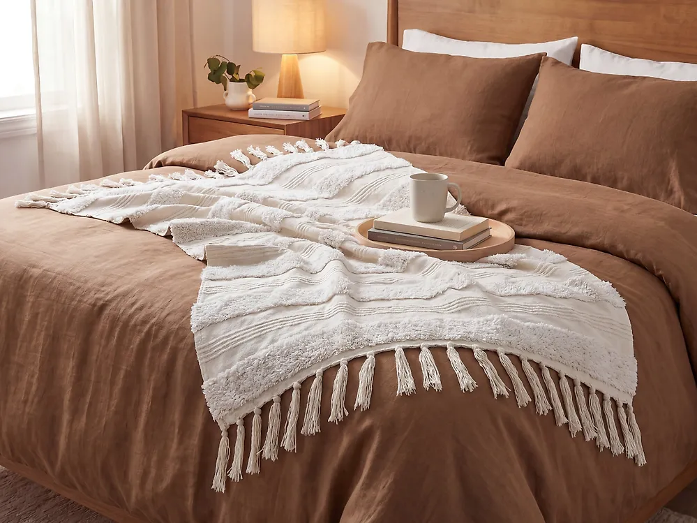 Couverture RAEBARELI Coton 130 x 180 cm Beige clair_1178281