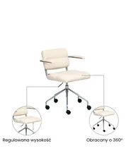 Krzesło obrotowe CANDOR Ekoskóra Złamana biel_1071316