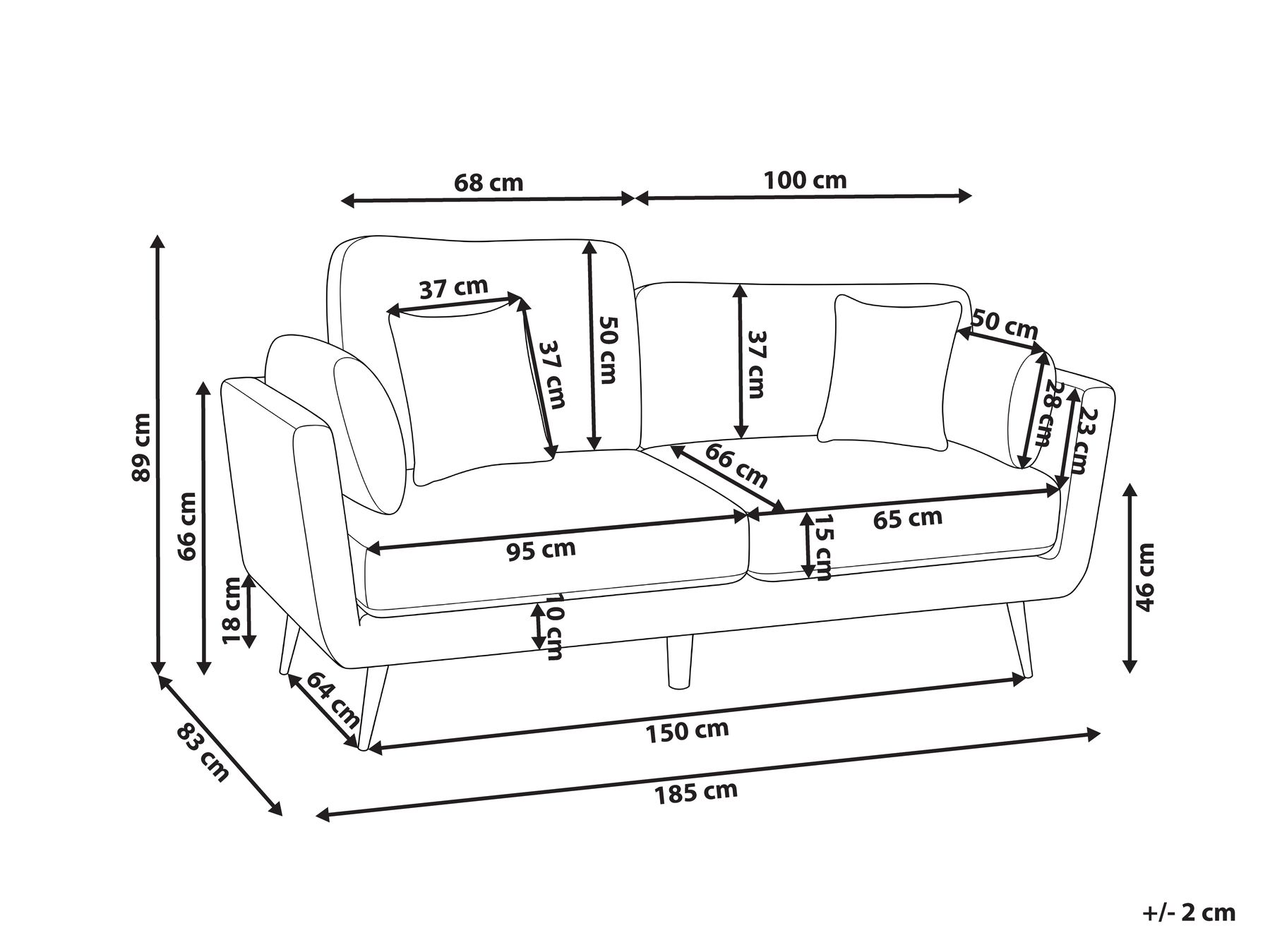 Sofa 3 Seater BOLGA Fabric Pink_1075281