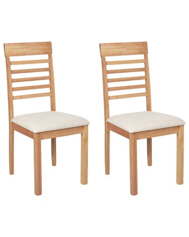  Set of 2 Wooden Dining Chairs Light Wood and Light Beige ORTLEY