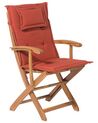 Set of 2 Garden Dining Chairs with Red Cushion MAUI_721922