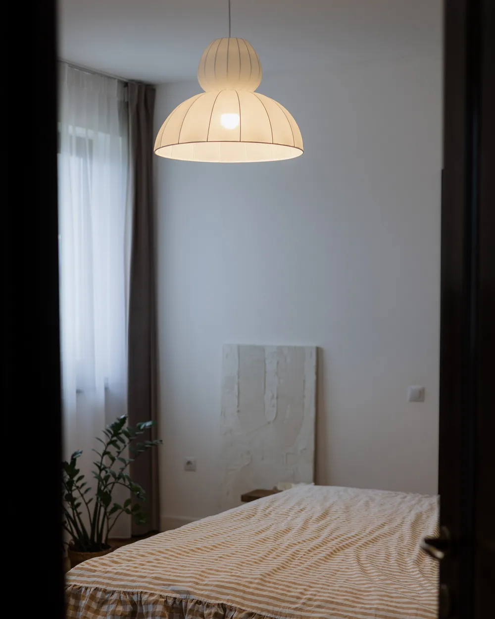 Pendant Lamp GOELETTE Faux Silk White_1022295