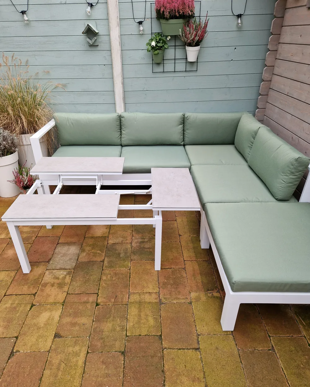 Set di divani angolari da giardino 5 posti MESSINA Metallo Verde Lato Sinistro_961356