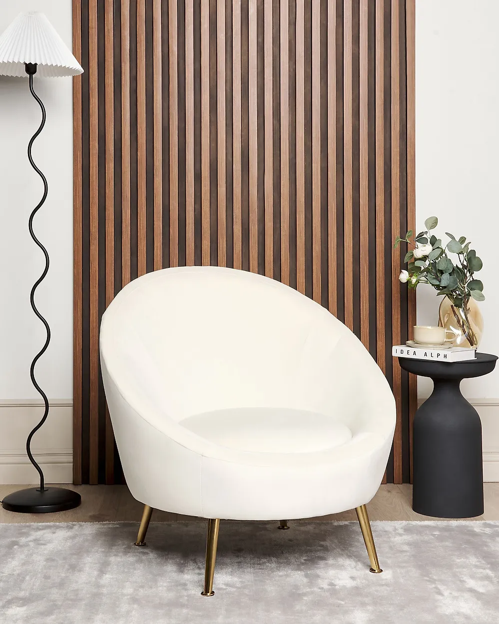 Sillón LANGA Terciopelo Blanco crema_1182945
