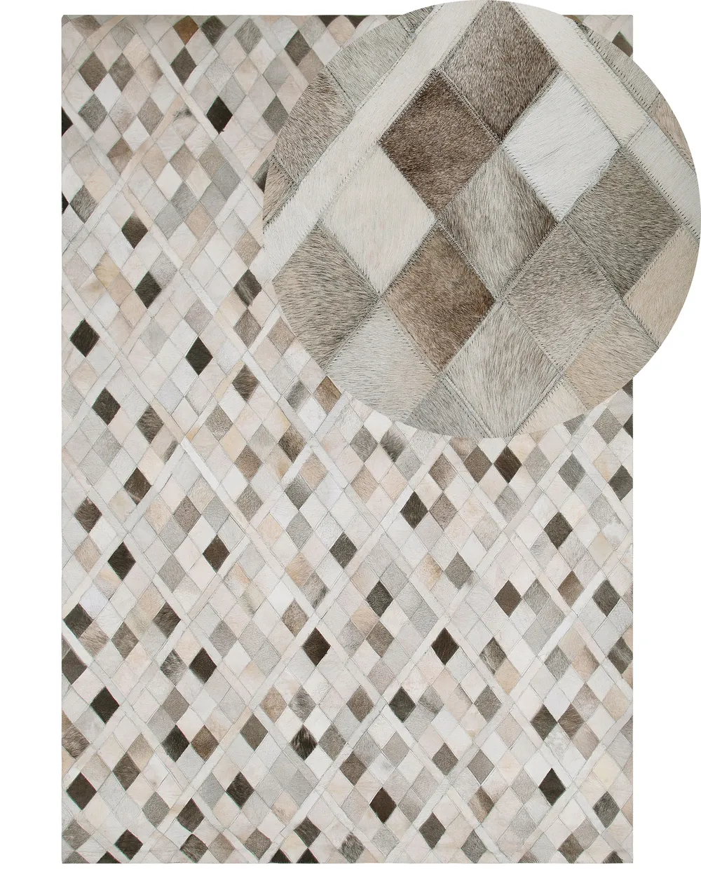 Rug ROLUNAY Dark Grey 140 x 200 cm Leather | Beliani.co.uk