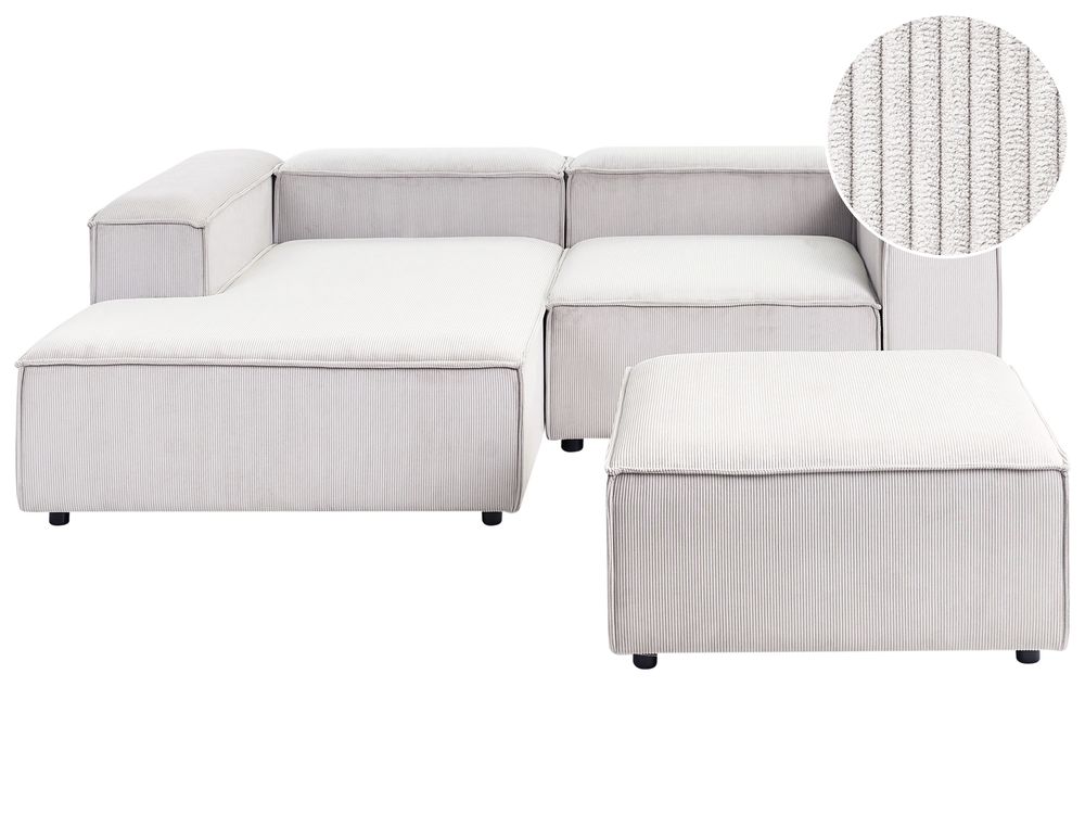 Sofá modular esquinero 2 plazas ARDAL con otomana Pana Blanco crema Derecha