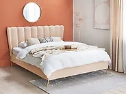 Lit avec sommier Velours MIRIBEL 160 x 200 cm Beige_1182613