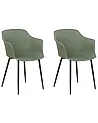 Set of 2 Dining Chairs ELIM Fabric Dark Green