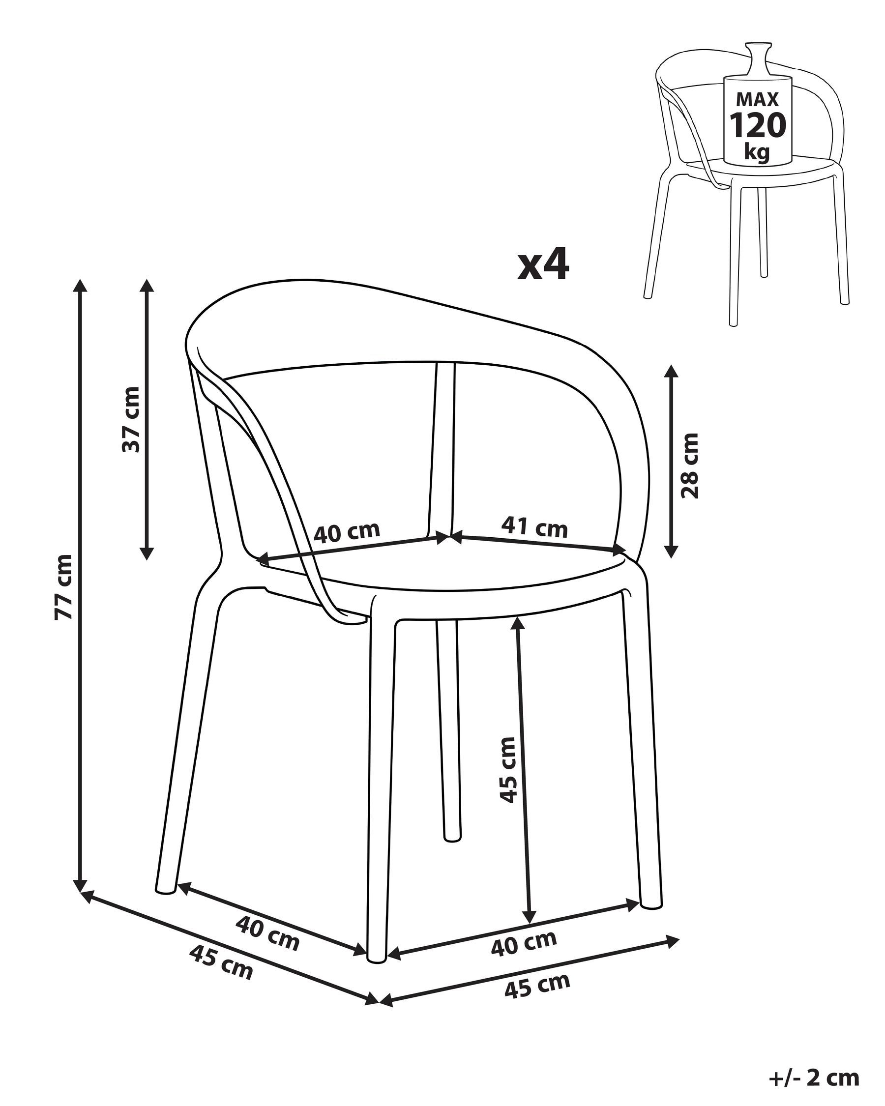 Set of 4 Garden Chairs MALEVIZI Stacking Red_1043538