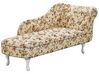 Chaise longue Chesterfield en tissu beige à motif floral côté droit NIMES_763940