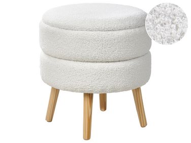 Storage Stool Boucle White OKATON