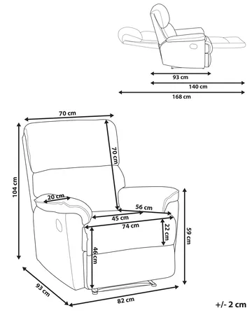 Sedia reclinabile EVERTON Poggiapiedi a scomparsa Tessuto Marrone