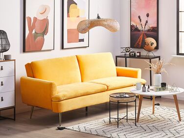 Velvet Sofa Bed Yellow VETTRE