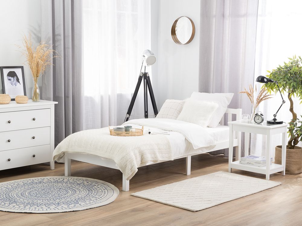 Bed Pine Wood FLORAC 90 x 200 cm (EU Single) White