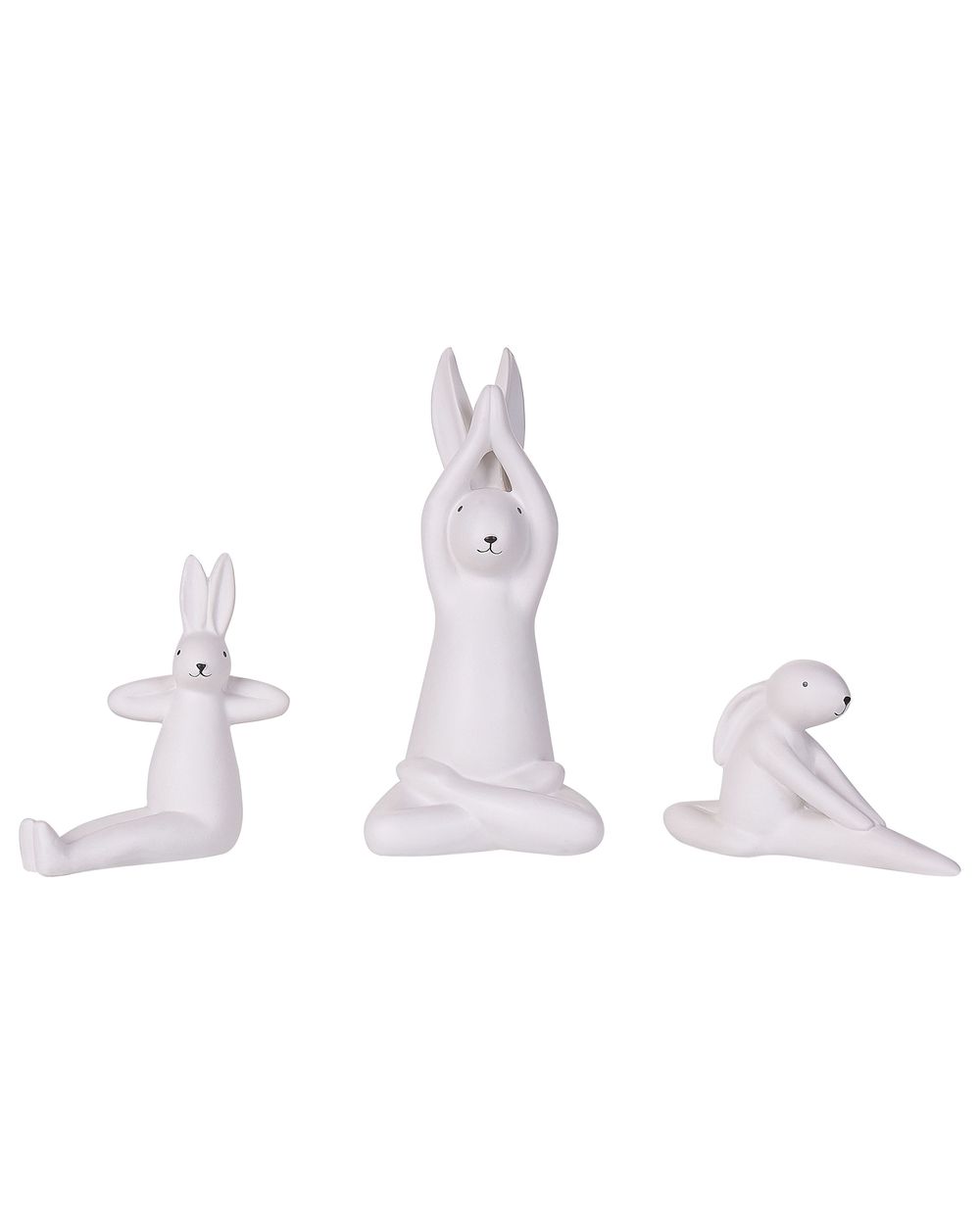 Set of 3 Figurines Hare BREST Ceramic White