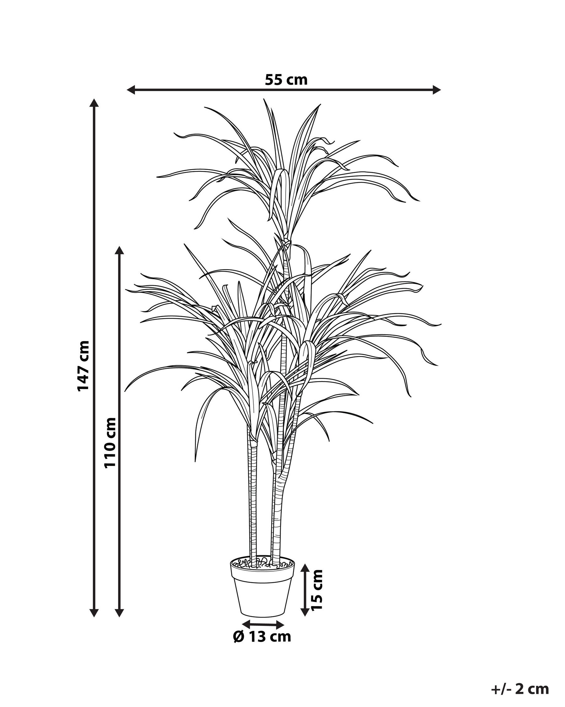Sztuczna roślina DRACAENA ANITA 147 cm Zielony_795908