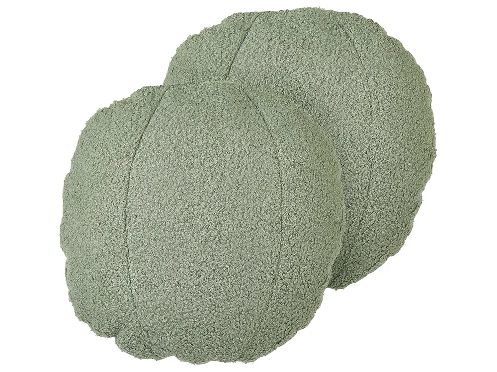 Set of 2 Decorative Cushions RUTABAGA 30 x 30 cm Boucle Green Solid