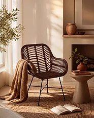 Krzesło do jadalni CANORA Rattan Brązowy_1151275