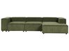 Left Hand 3 Seater Modular Jumbo Cord Corner Sofa Green APRICA_896903