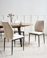 Set of 4 Dining Chairs ROCHEPORT Fabric Light Beige_1187121