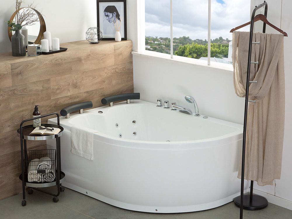 Corner Hot Tub with LED PARADISO 1580 x 1130 mm White Right Hand