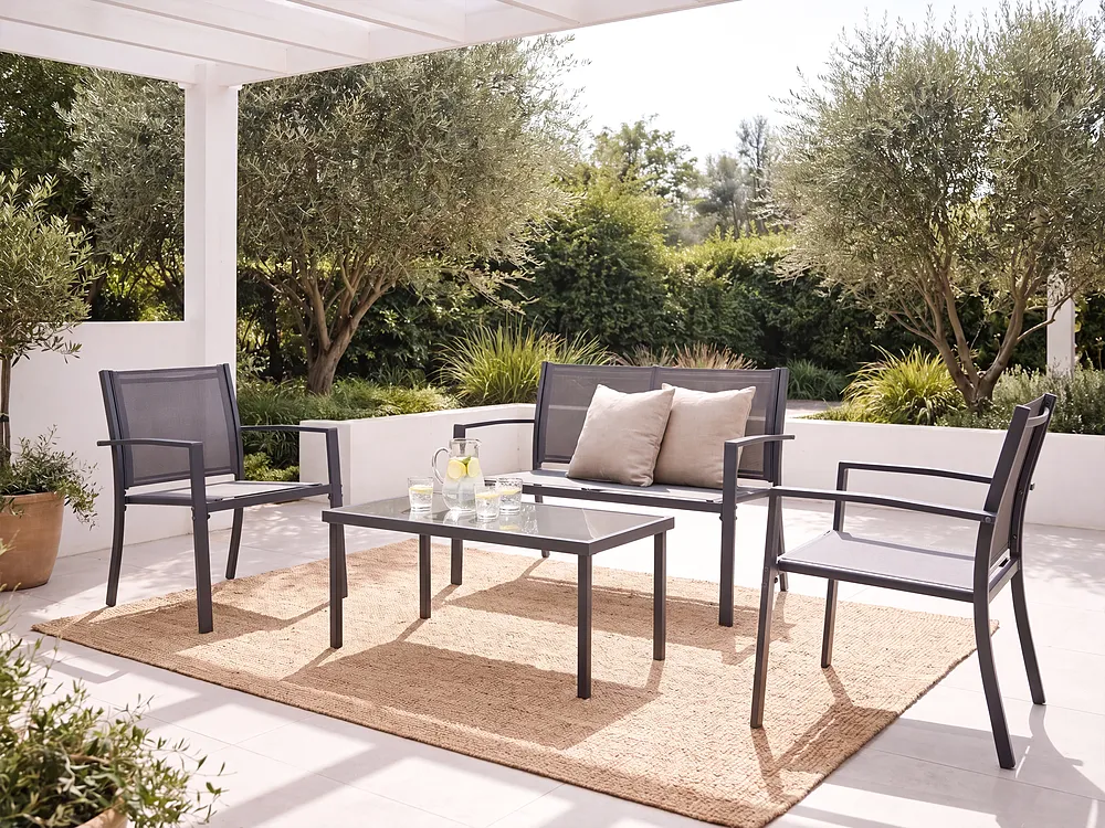 Lounge Set mit Tisch 4-Sitzer TAVOLETO Metall Dunkelgrau_1154558