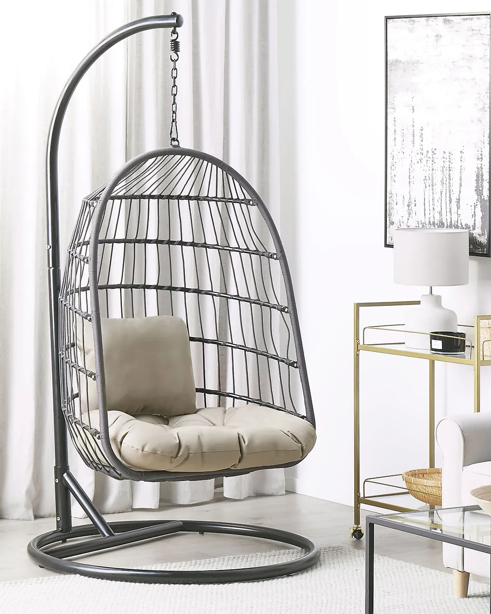 Fauteuil suspendu avec support ALLERA Métal Noir_1172420