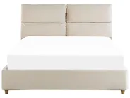 Bett mit Stauraum BATILLY Samtstoff Hellbeige 140 x 200 cm_830082
