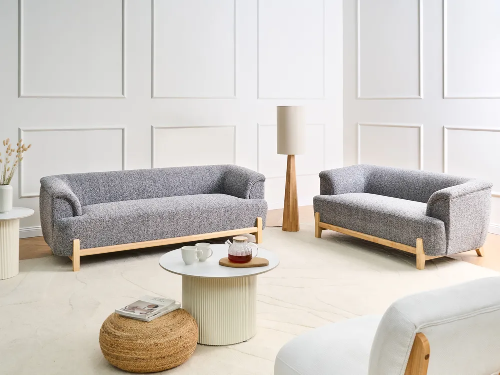 Living Room Set 5 Seater ALNOR Fabric Dark Grey