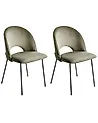 Set of 2 Dining Chairs COVELO Velvet Dark Green