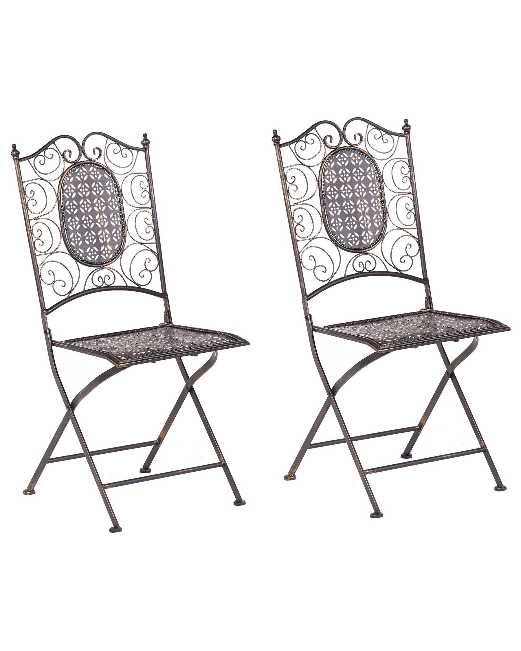 Set of 2 Metal Garden Folding Chairs Black BORMIO_806700