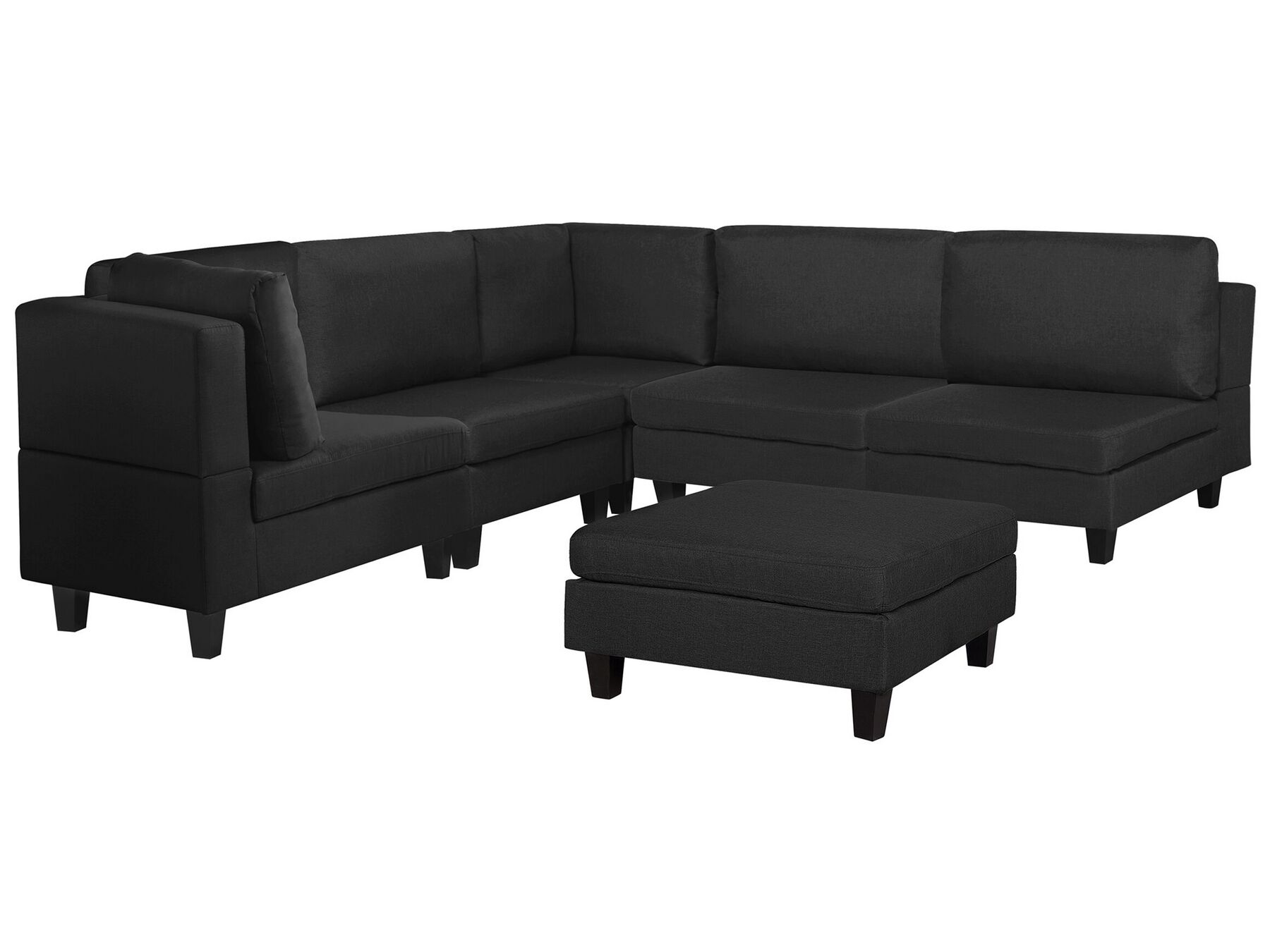 5-Sitzer Ecksofa schwarz linksseitig mit Ottomane FEVIK_781104