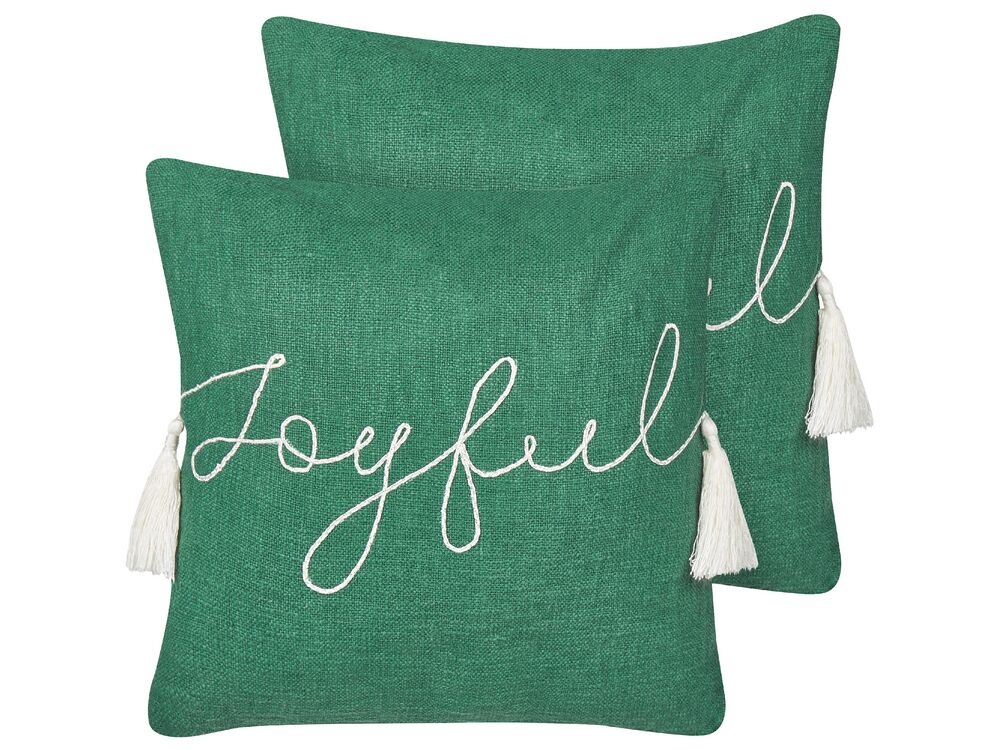 Lot de 2 coussins décoratifs ELETTARIA 45 x 45 cm Coton Vert Motif de Noël