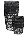 Set of 2 Plant Pots CHELONE 26/34 cm PE Rattan Black