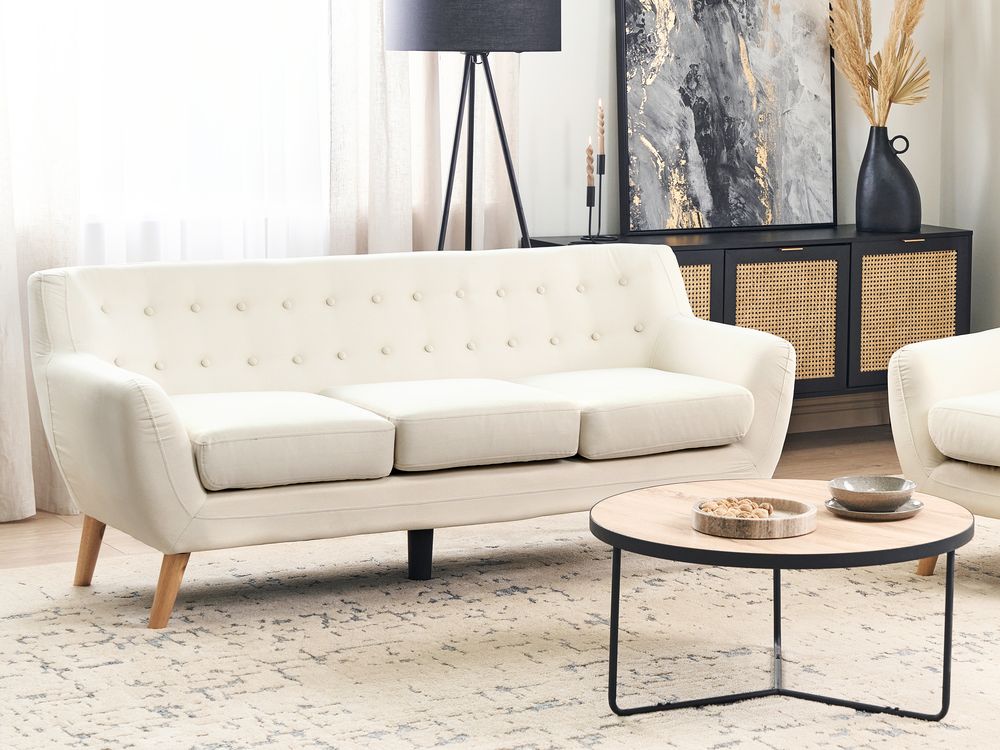 Sofa 3 Seater MOTALA Fabric Light Beige