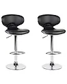 Set of 2 Bar Chairs CONWAY Swivel Faux Leather Black
