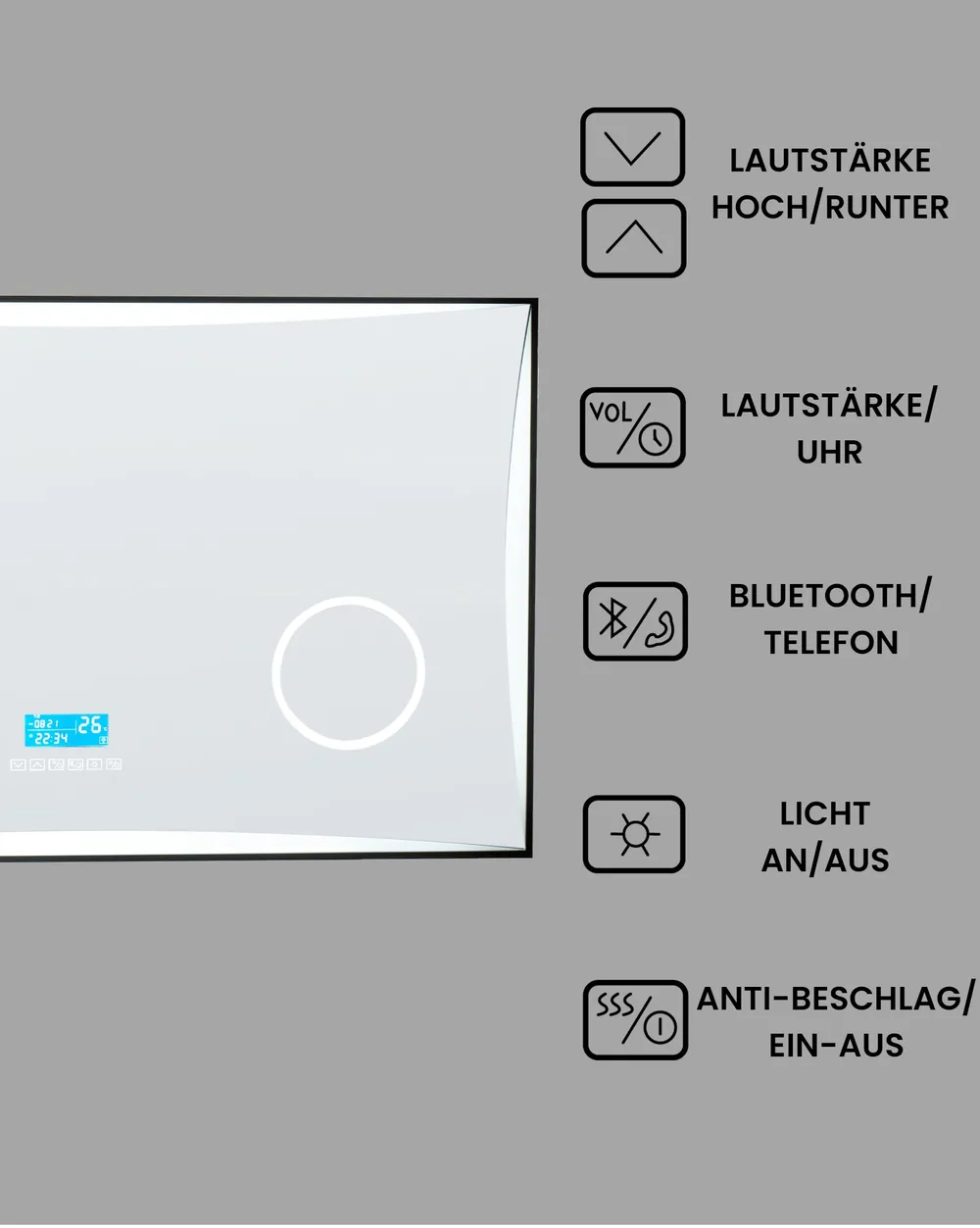 LED-Badezimmer-Spiegel ONLAY 100 cm 60 cm Silber_940477