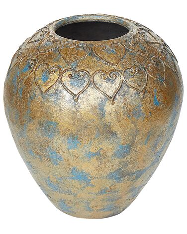 Vase décoratif en terre cuite 30 cm doré et turquoise NIDA
