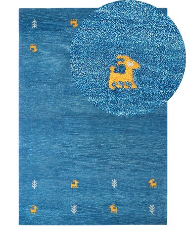Tapete Gabbeh em lã azul escura 140 x 200 cm CALTI
