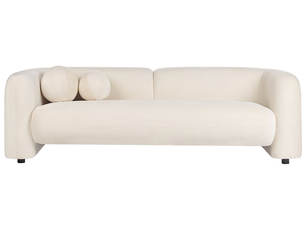 Sofa 3-Sitzer LEIREN Samtstoff Cremeweiß